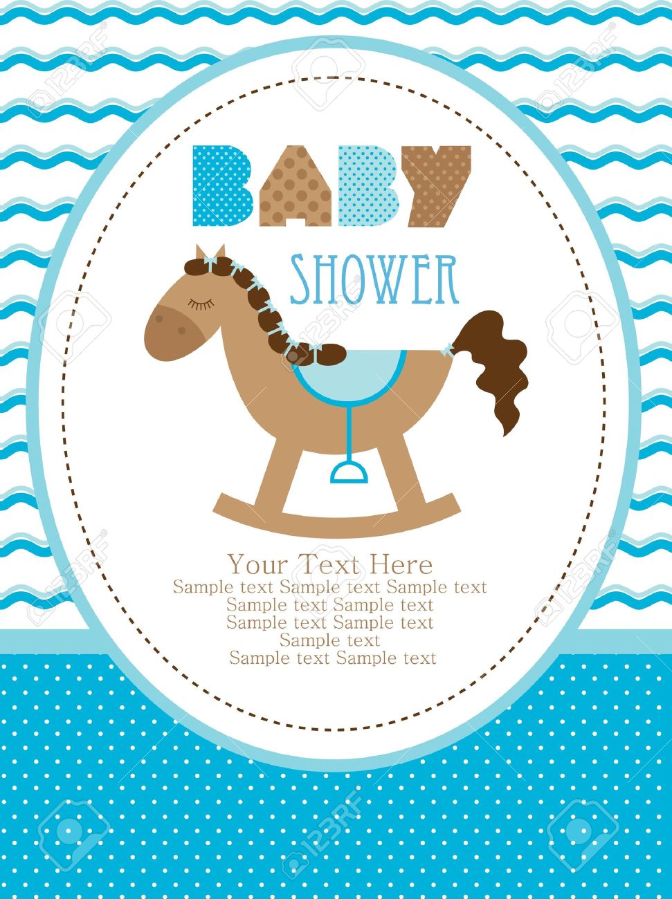 赤ちゃんのシャワーの設計 かわいいおもちゃの馬 ベクトル イラストのイラスト素材 ベクタ Image