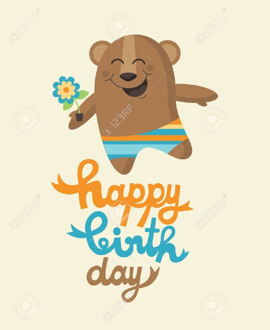 すてきなクマのベクトル イラストかわいい誕生日カードのイラスト素材 ベクタ Image