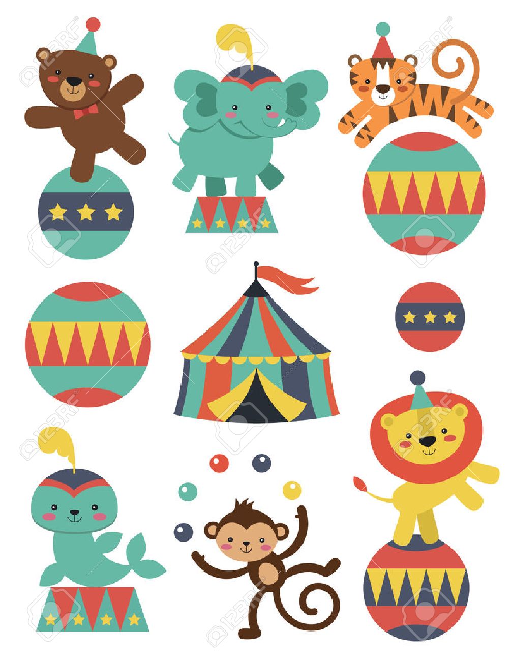 かわいいサーカスの動物のコレクション ベクトル イラスト のイラスト素材 ベクタ Image