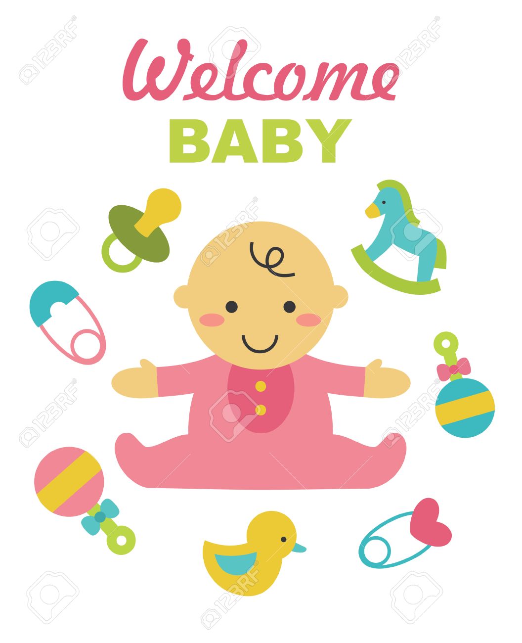 welcome baby card design vector illustration royalty free cliparts