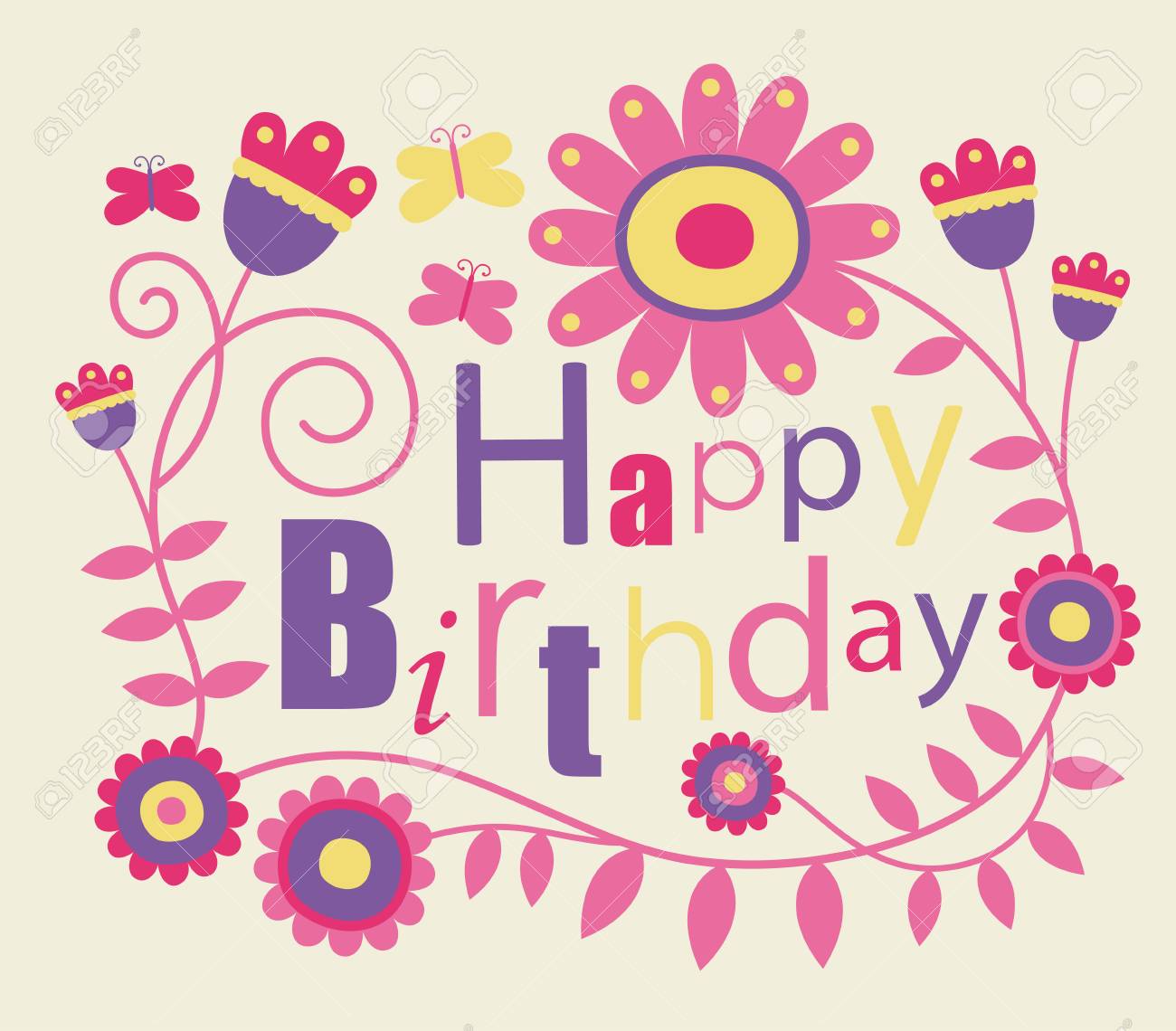 お誕生日おめでとうかわいいカード のイラスト素材 ベクタ Image