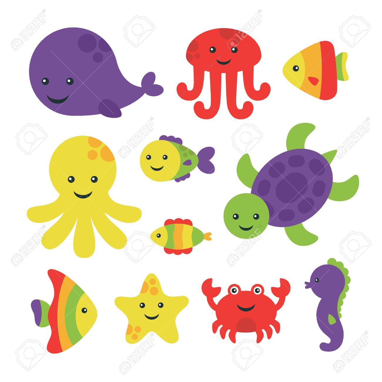Cute Sea Creatures Set Vector Illustration Royalty Free Cliparts Vectors And Stock Illustration Image Cute Sea Creatures Set Vector Illustration Royalty Free Cliparts Vectors And Stock Illustration Image