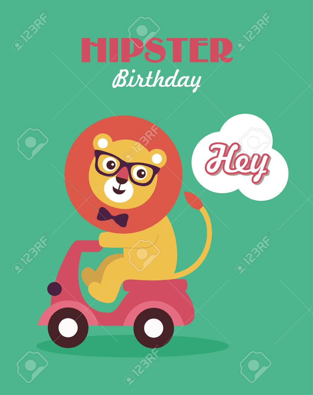 hipster birthday card design vector illustration royalty free