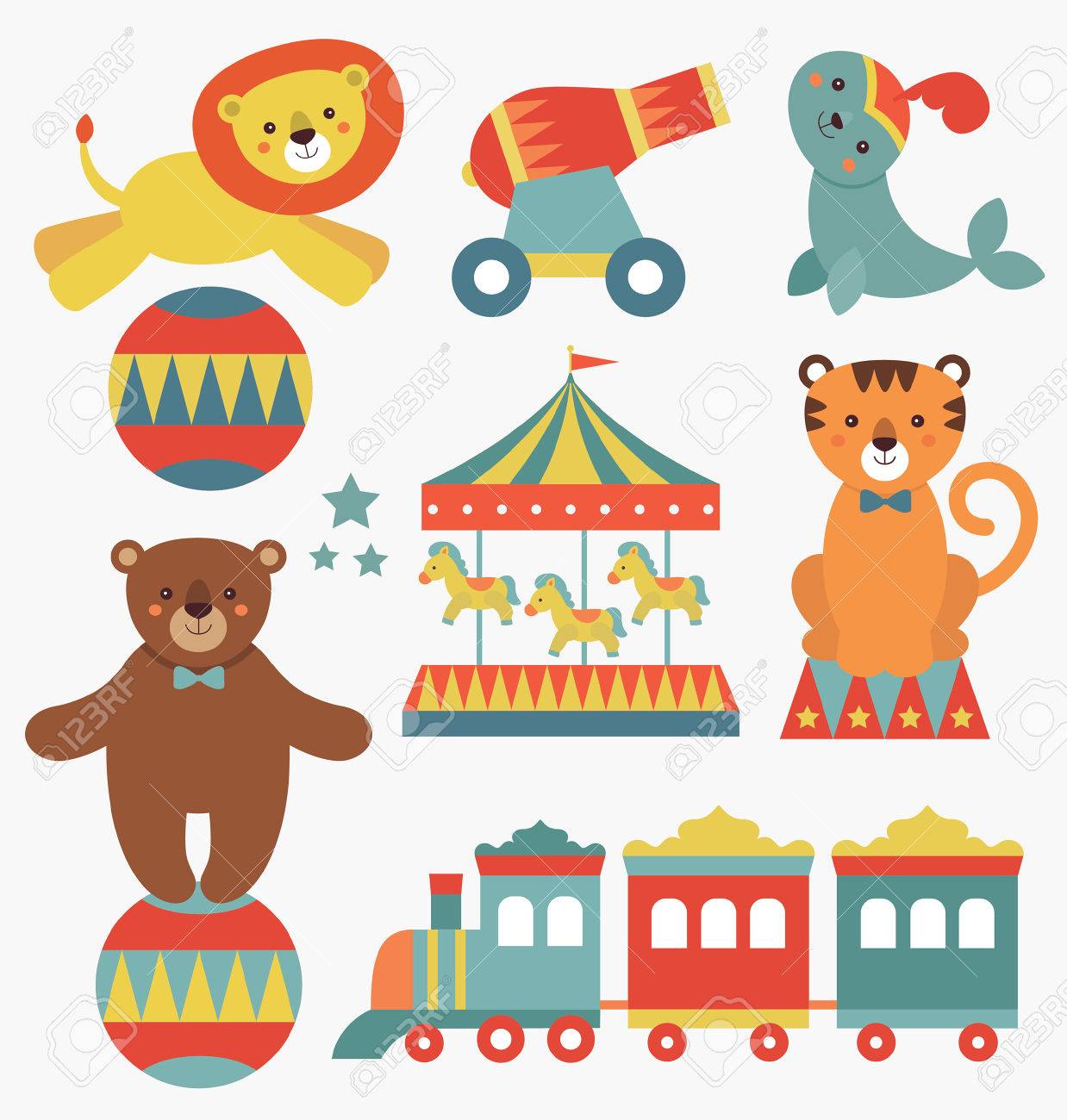 かわいいサーカスの動物のコレクション ベクトル イラスト のイラスト素材 ベクタ Image