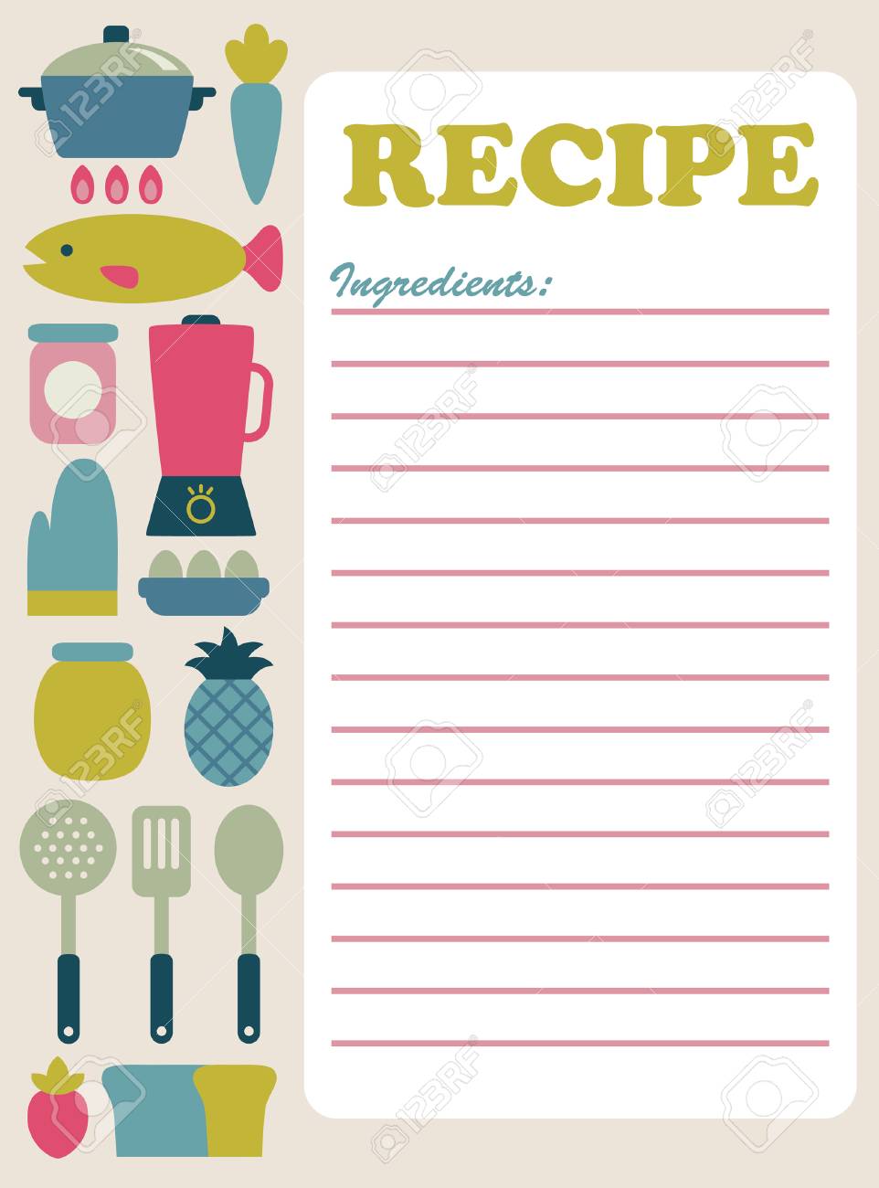 recipe card design vector illustration recipe card design