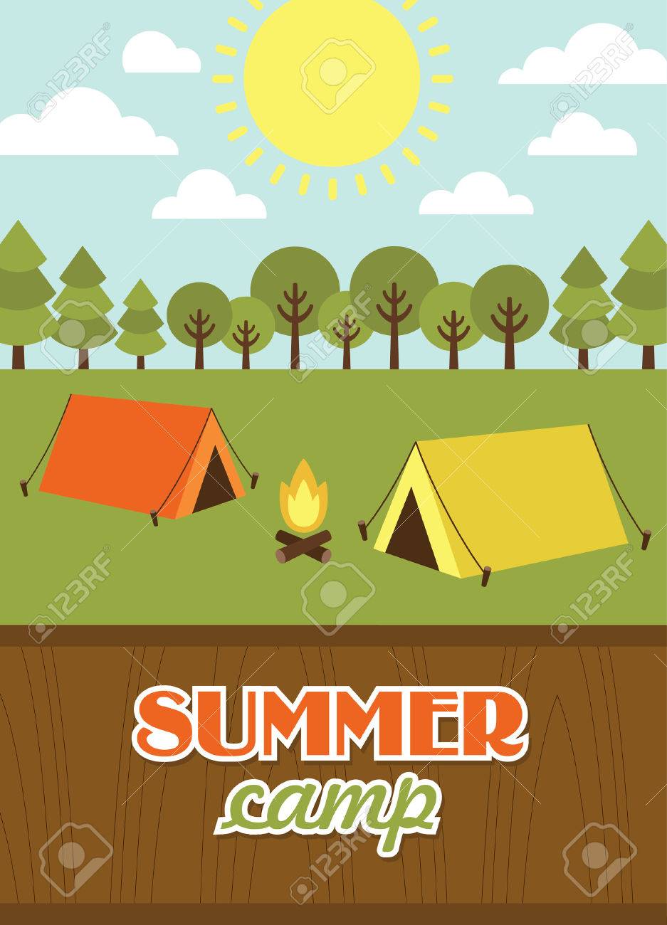 夏キャンプ カード デザイン ベクトル イラスト のイラスト素材 ベクタ Image