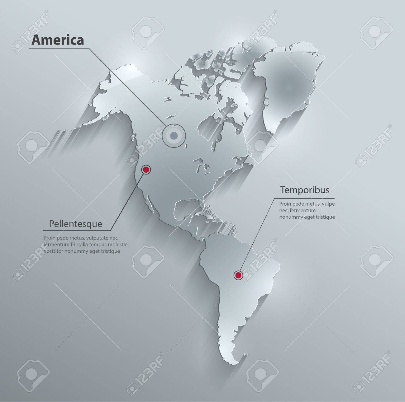 america map continent glass card paper 3d water vector royalty free america map continent