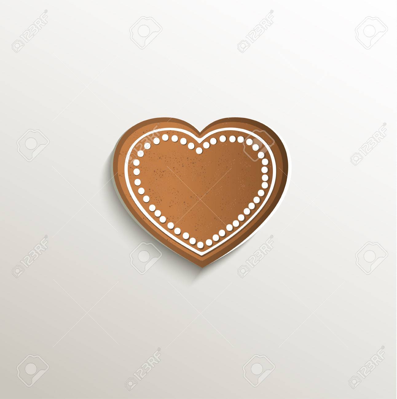 gingerbread heart love card paper 3d natural raster stock photo