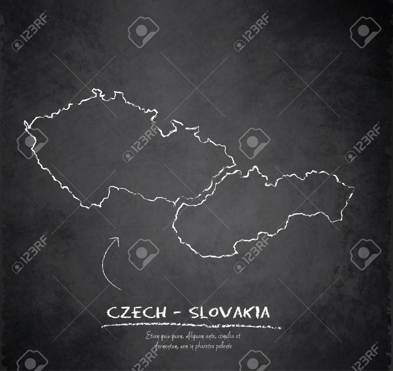czech slovakia map chalkboard blackboard vector czechoslovakia