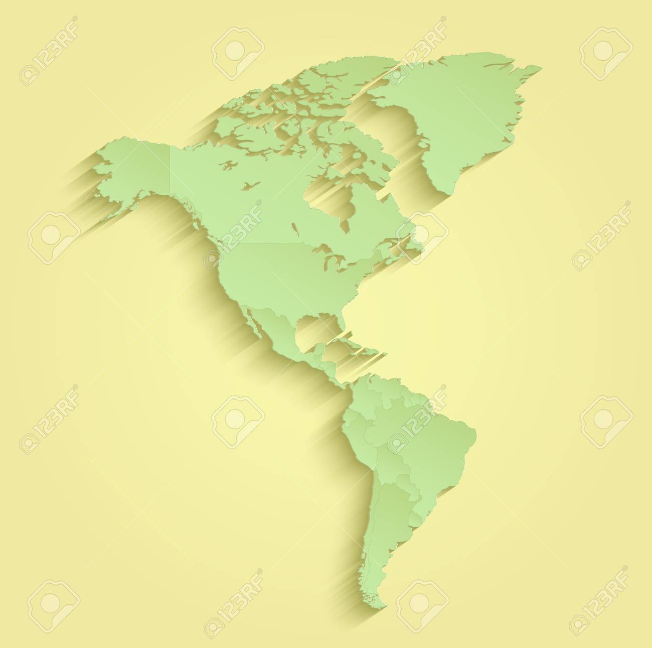 アメリカ地図別個別状態黄色緑ラスター の写真素材 画像素材 Image