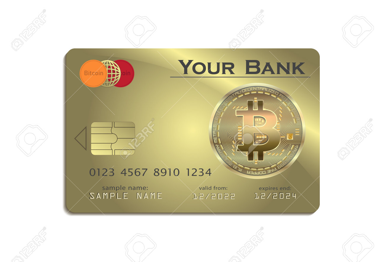 Tarjeta De Pago Con Vector De Tarjeta De Crédito De Moneda Criptográfica  Bitcoin Oro Ilustraciones svg, vectoriales, clip art vectorizado libre de  derechos. Image 187060775