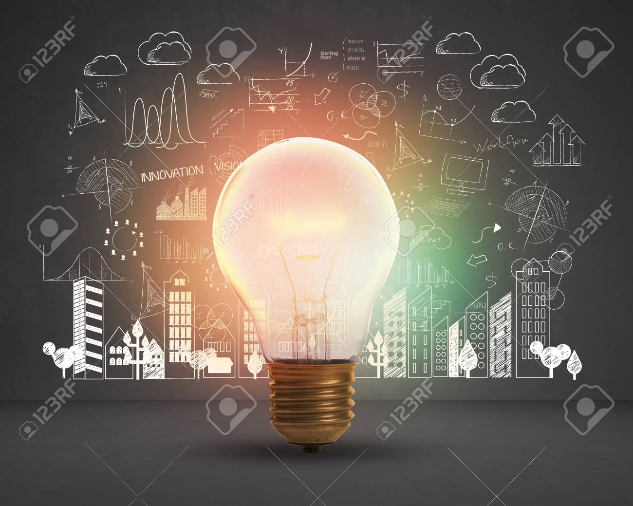 Glühbirne . Konzept Für Neue Ideen Mit Innovation Und Kreativität  Lizenzfreie Fotos, Bilder Und Stock Fotografie. Image 74296666.