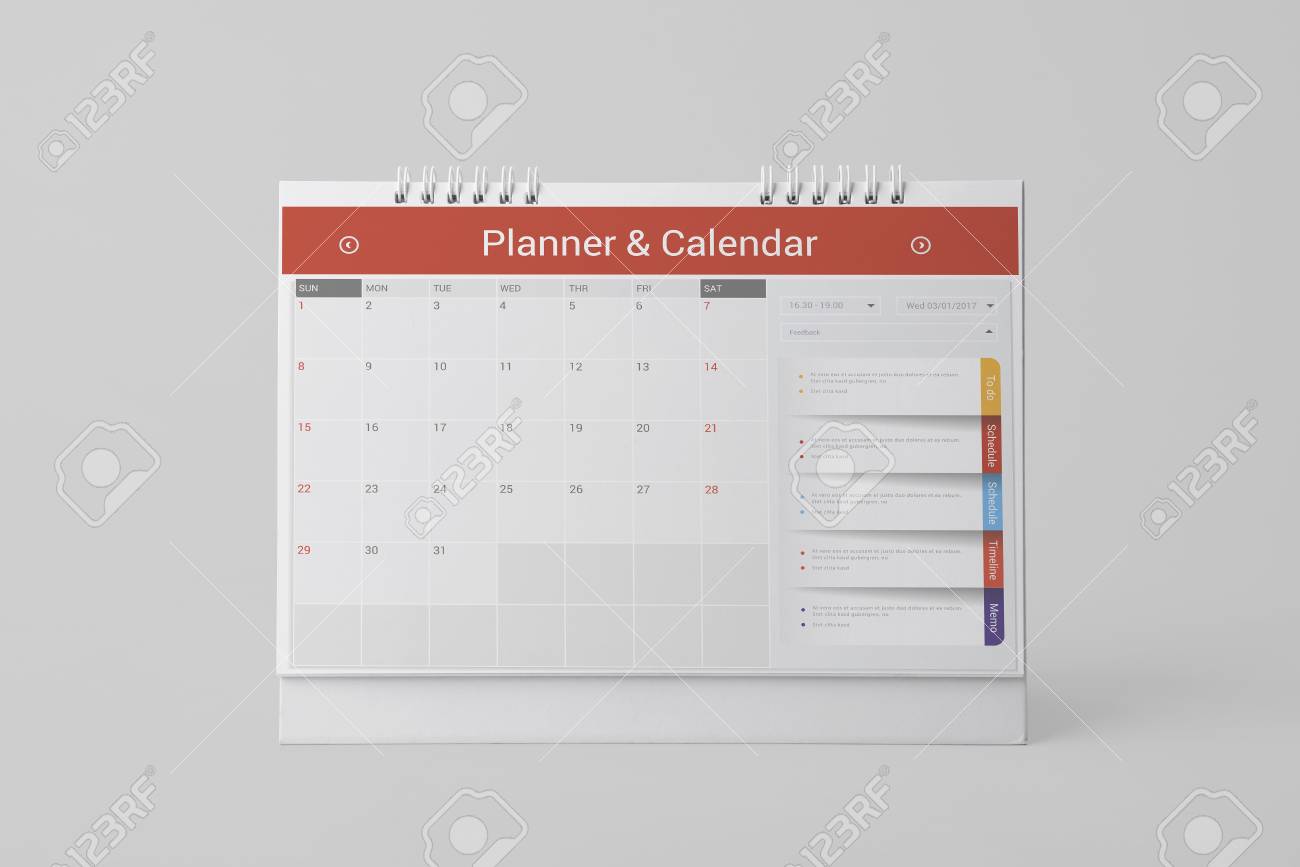 paper spiral calendar for mockup template advertising and branding
