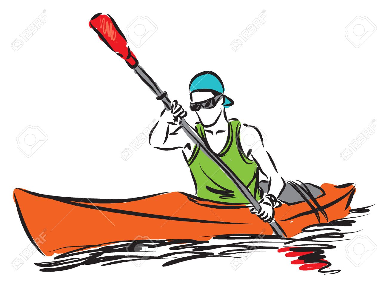 Hombre En Un Deporte Ilustración Kayak Ilustraciones Vectoriales ...