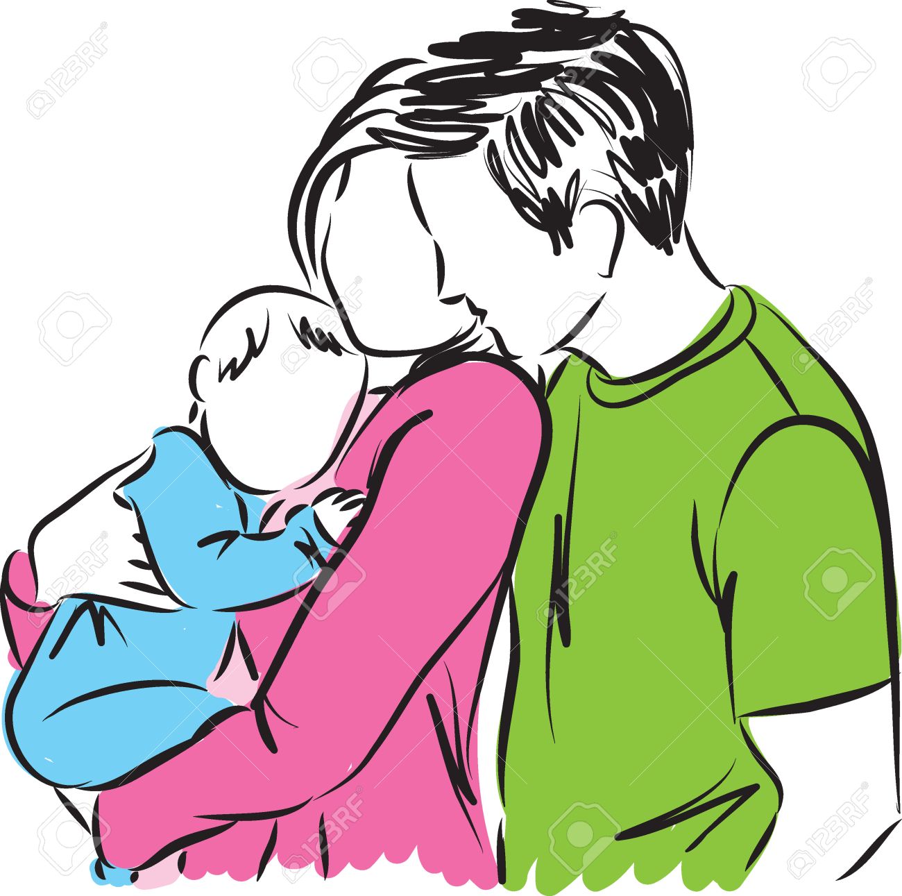 Heureux Parents Avec Bebe Illustration Clip Art Libres De Droits Vecteurs Et Illustration Image