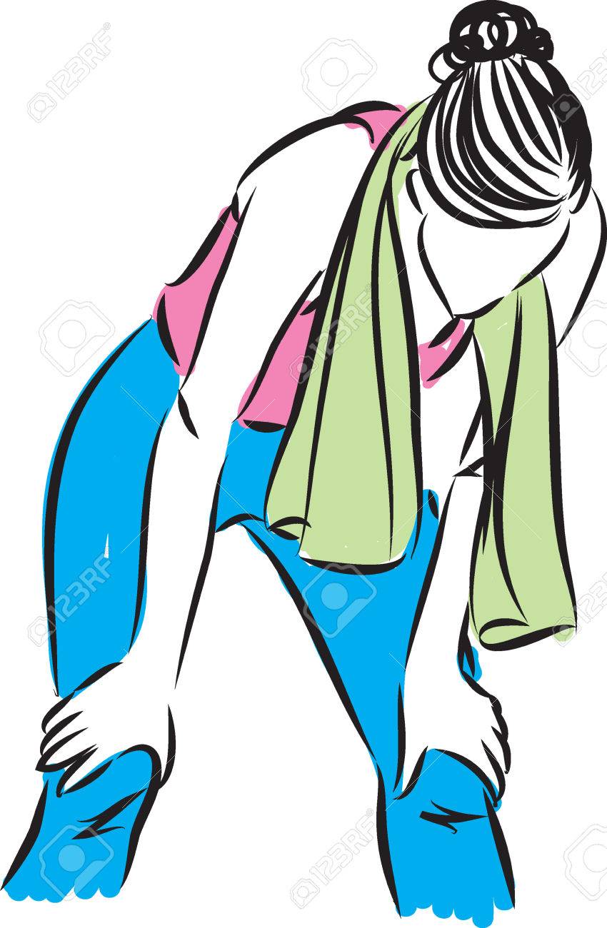 疲れてフィットネス女性イラストのイラスト素材 ベクタ Image