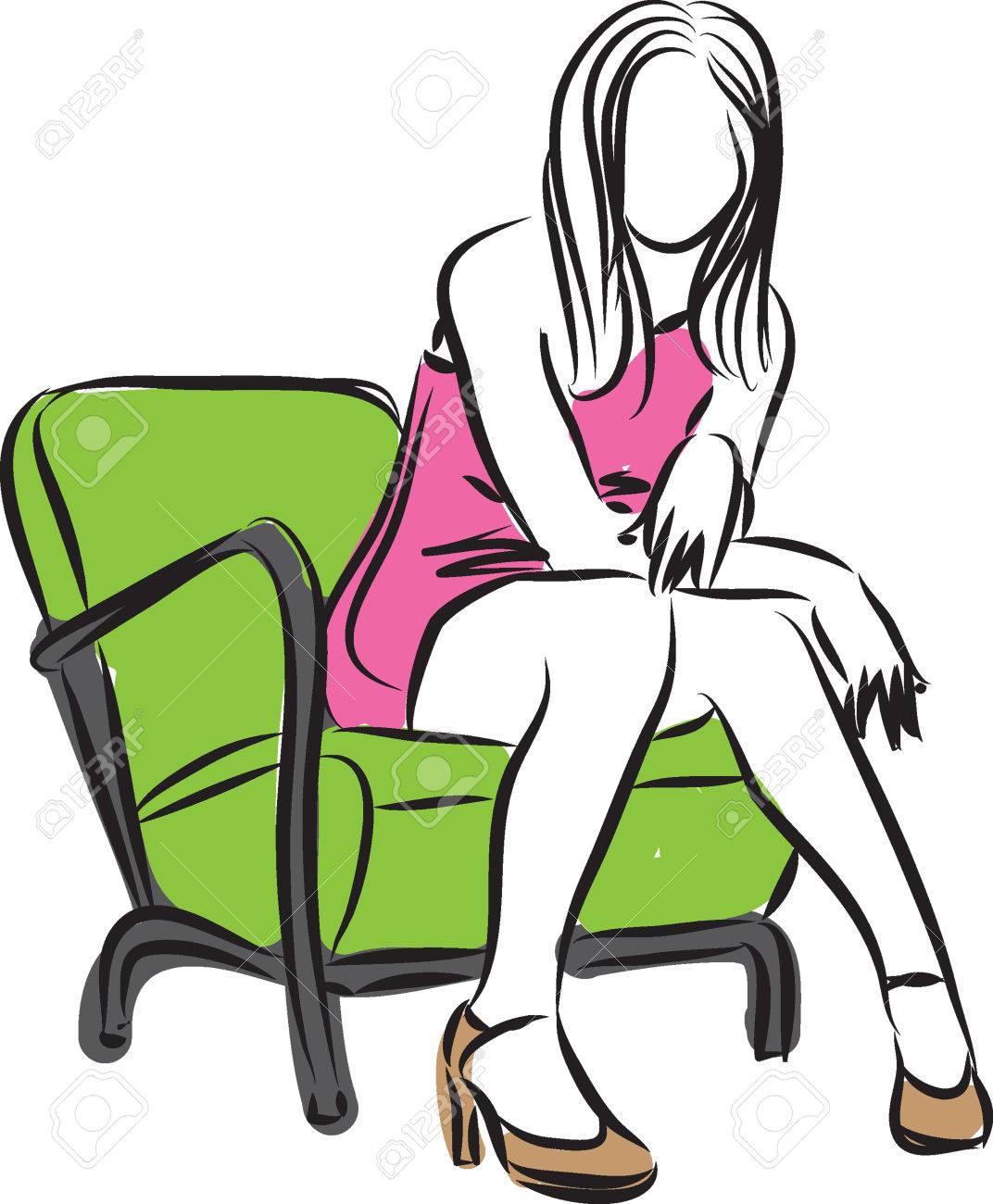 Hubsches Madchen Illustration Hinsetzen Lizenzfrei Nutzbare Vektorgrafiken Clip Arts Illustrationen Image 59774891