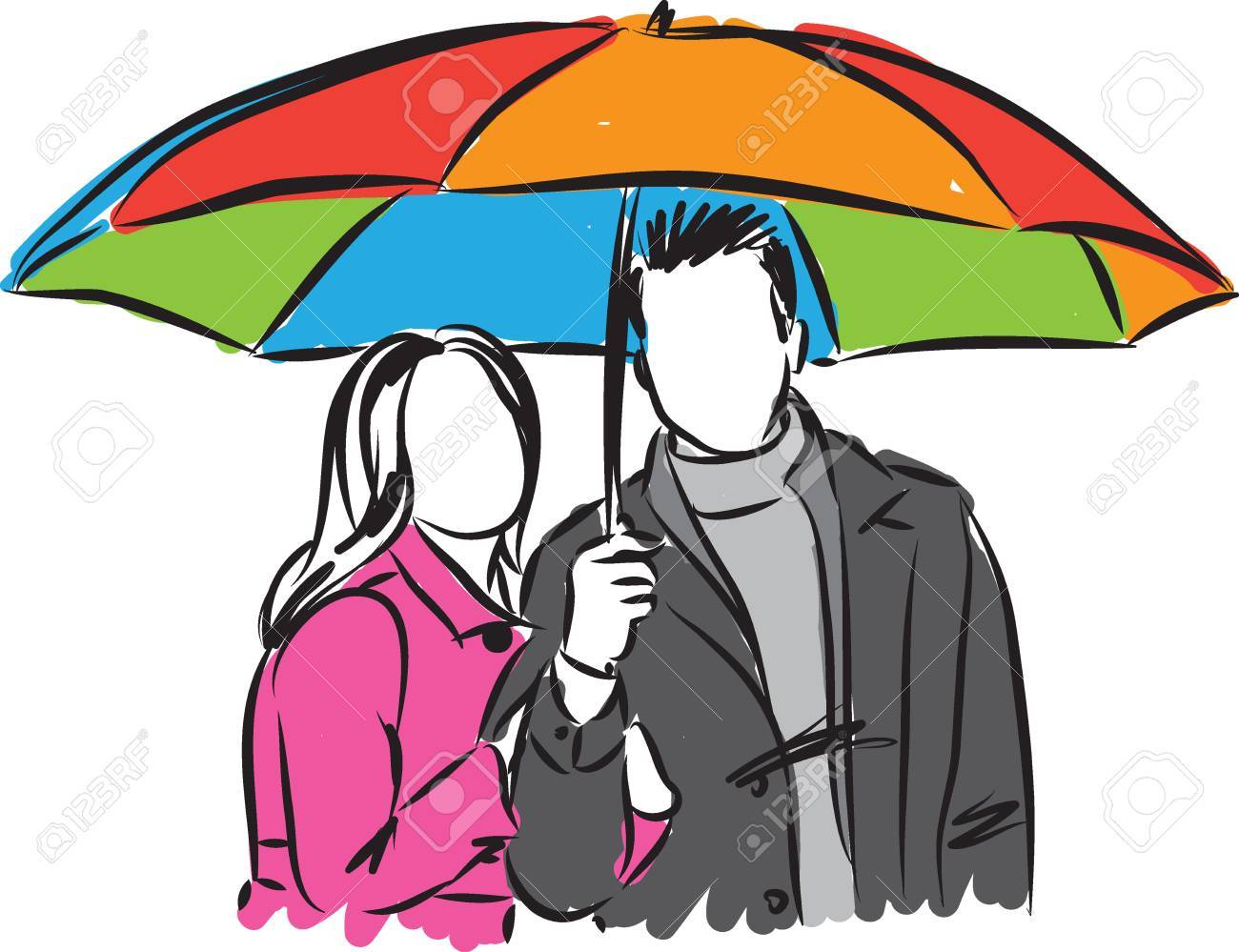 Hombre Y De La Mujer Bajo El Paraguas De La Ilustración Ilustraciones Svg, Vectoriales, Art Vectorizado Libre De Derechos. 68465365.