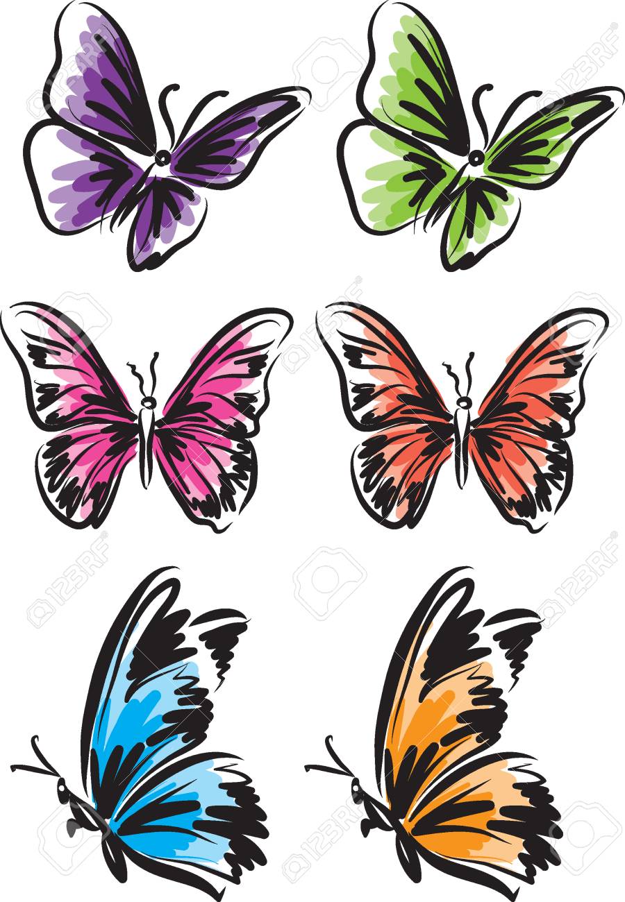 Many Color Butterfly Tattoo Vector Illustration Design Royalty Free Cliparts Vectors And Stock Illustration Image 99068684