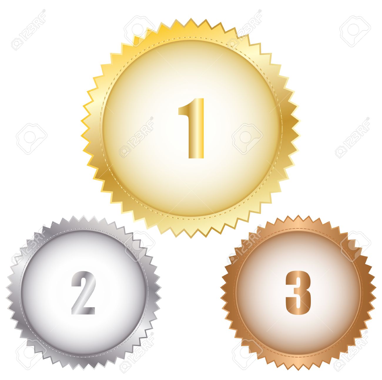 ゴールド シルバー ブロンズのシールのイラストのイラスト素材 ベクタ Image 13543307