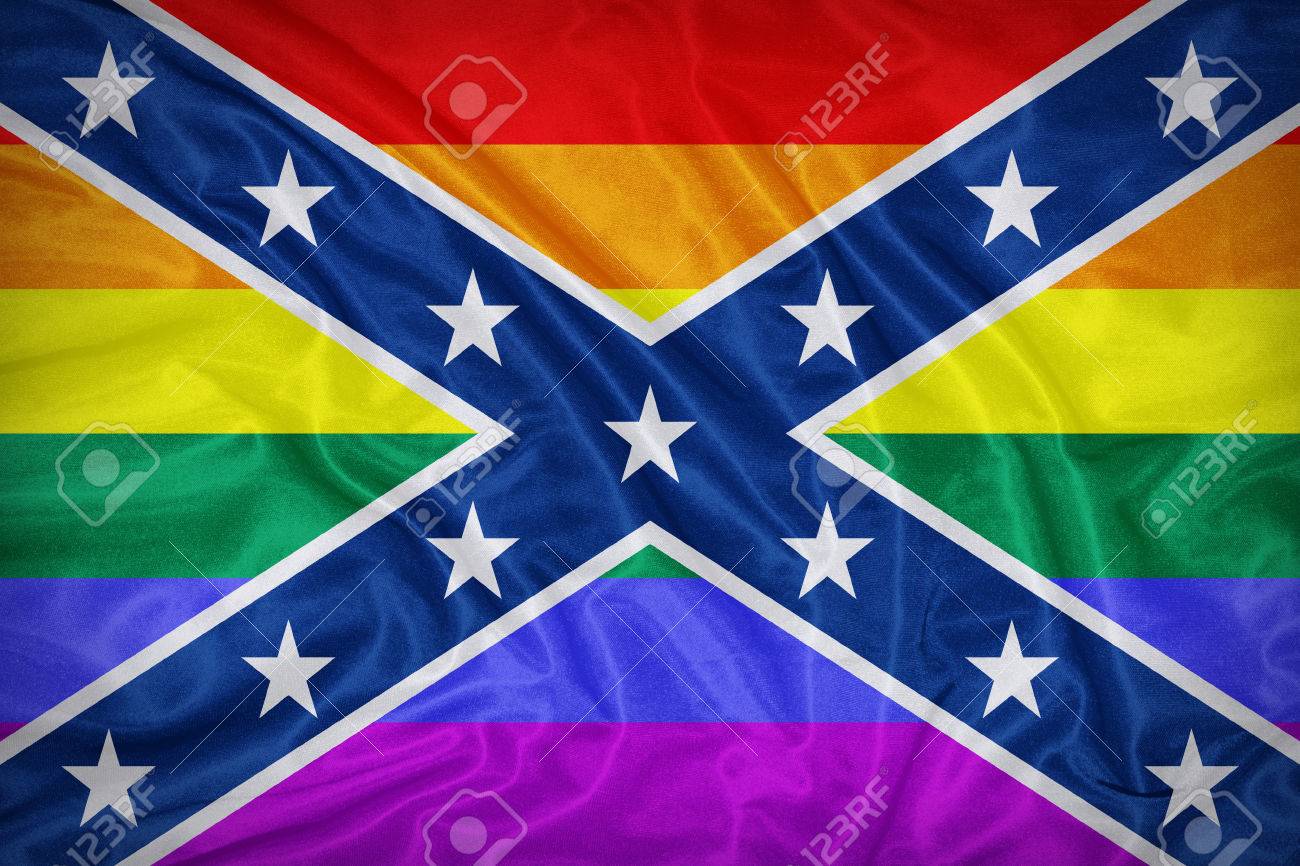 confederate lgbt flag on fabric texture retro vintage style stock