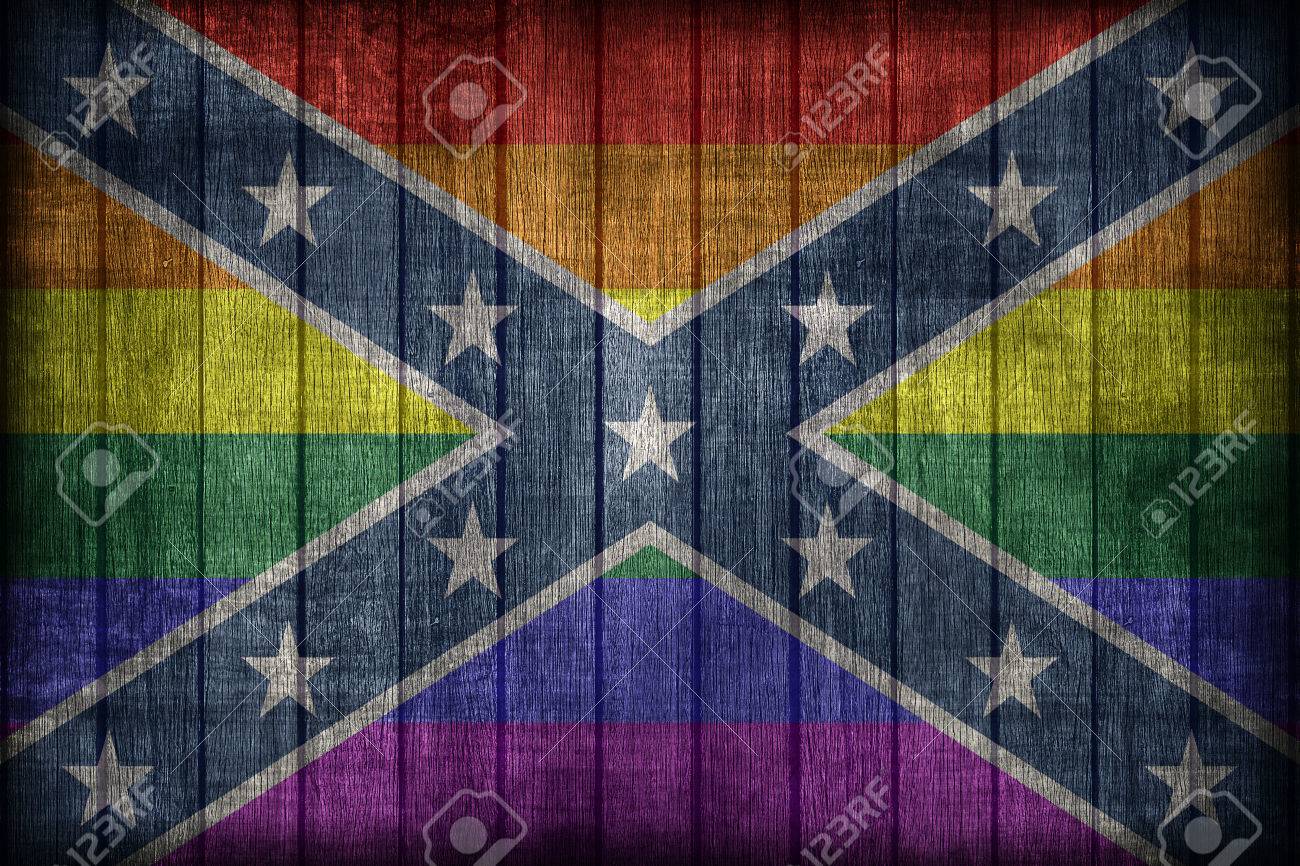 confederate lgbt flag pattern on wooden board texture retro stock