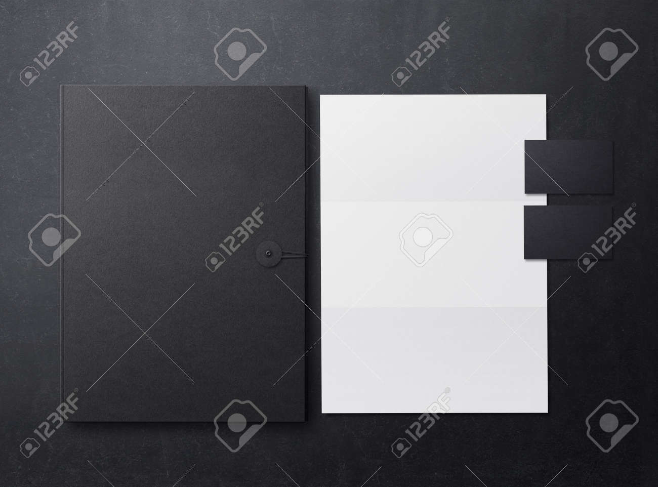 Brand identity mockup. Template for branding identity. Blank objects for placing your design. Sheets of paper, folder and business cards. 3d illustration. - 152369668 Brand identity mockup. Template for branding identity. Blank objects for placing your design. Sheets of paper, folder and business cards. 3d illustration. - 152369668