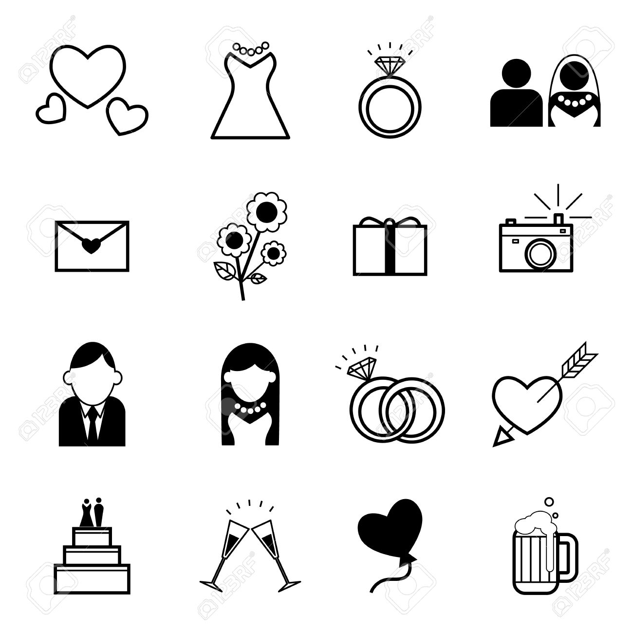 Web Icon Set Wedding Marriage Bridal Wedding Ceremony Element Royalty Free Cliparts Vectors And Stock Illustration Image 39648559