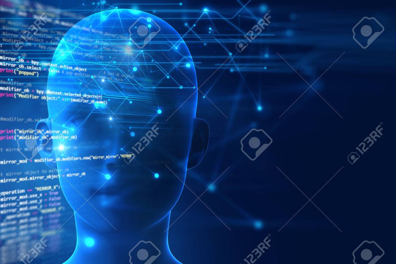 3d Rendering Of Human Brain On Technology Background Represent Stock Photo Picture And Royalty Free Image Image