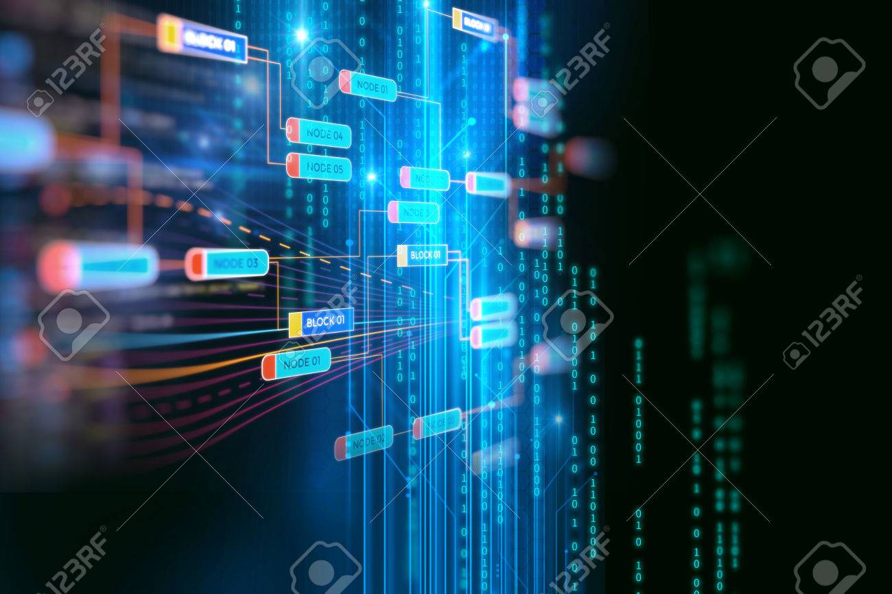 Block chain network and programming concept on technology background - 75527520 Block chain network and programming concept on technology background - 75527520