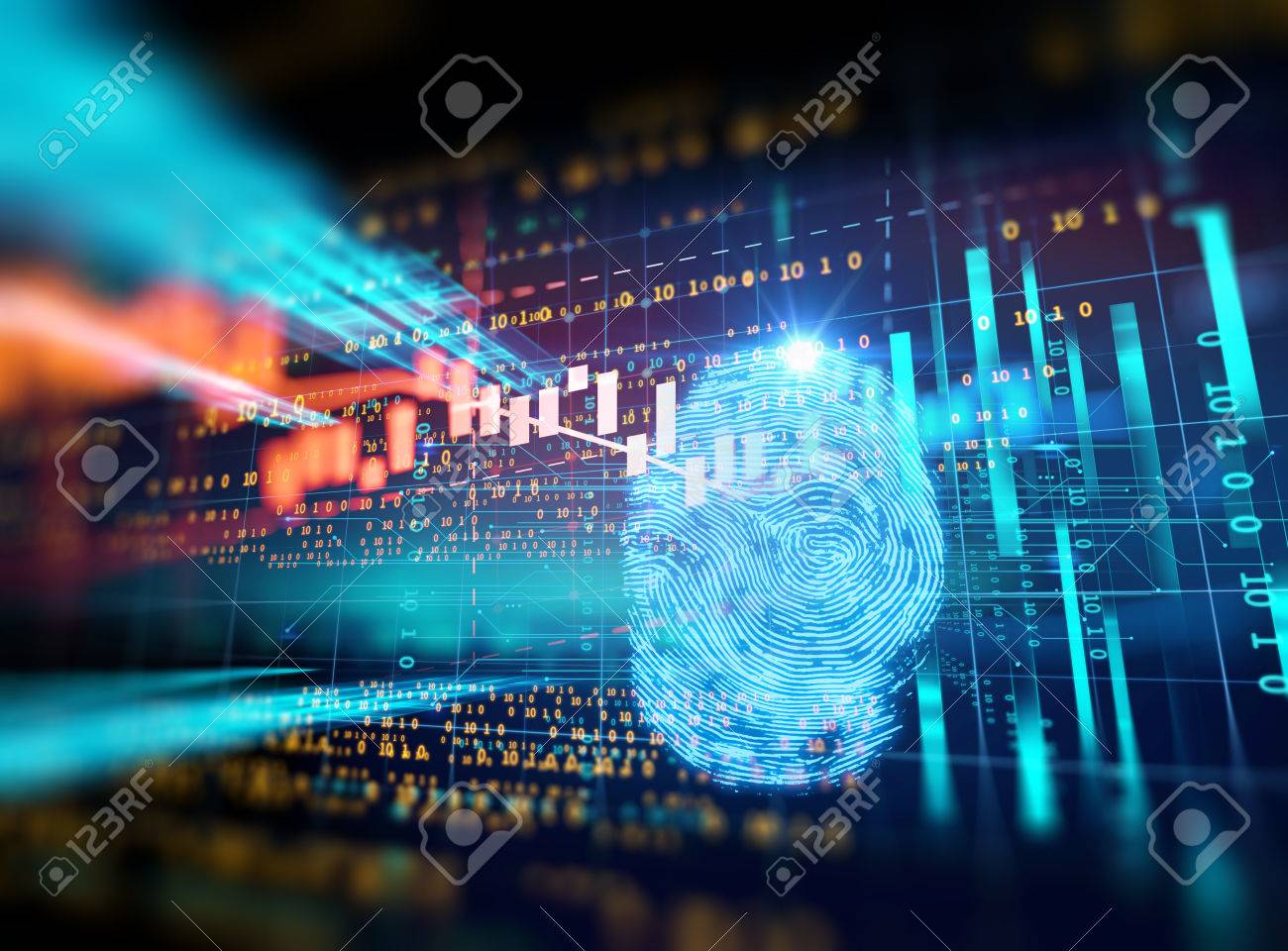 Finger print Scanning Identification System. Biometric Authorization and Business Security Concept. - 78856489 Finger print Scanning Identification System. Biometric Authorization and Business Security Concept. - 78856489