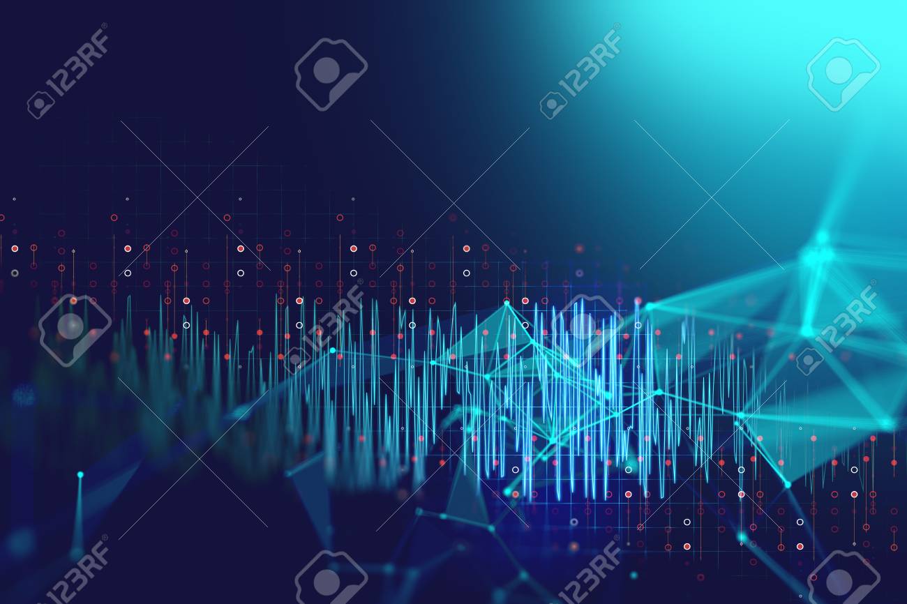 カラフルなオーディオ波形抽象的な技術背景 表すデジタル等化技術 の写真素材 画像素材 Image