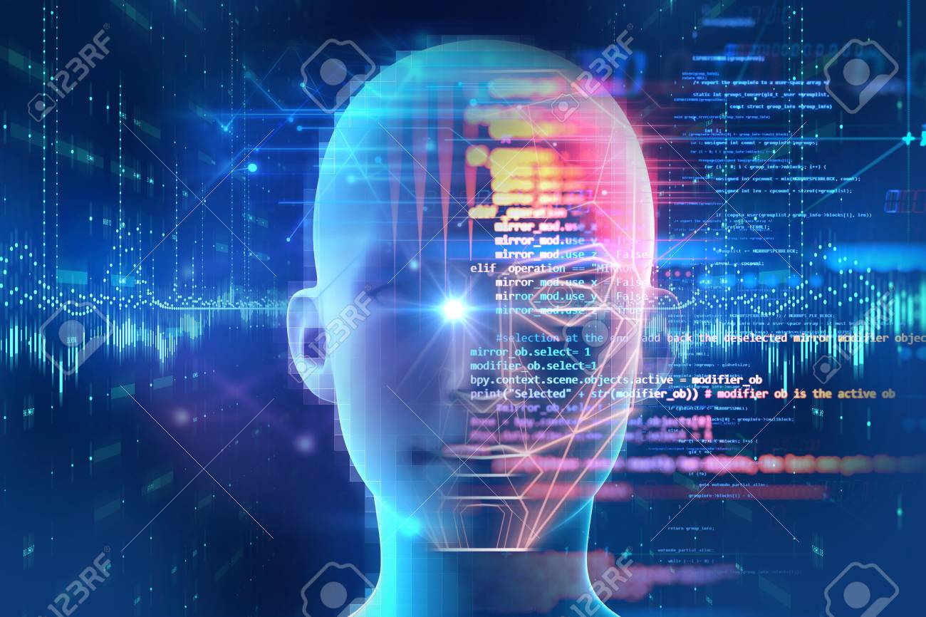 Face detection and recognition of digital human 3d illustration.Concept of Computer vision and artificial intelligence and biometric facial identification. - 98145845 Face detection and recognition of digital human 3d illustration.Concept of Computer vision and artificial intelligence and biometric facial identification. - 98145845