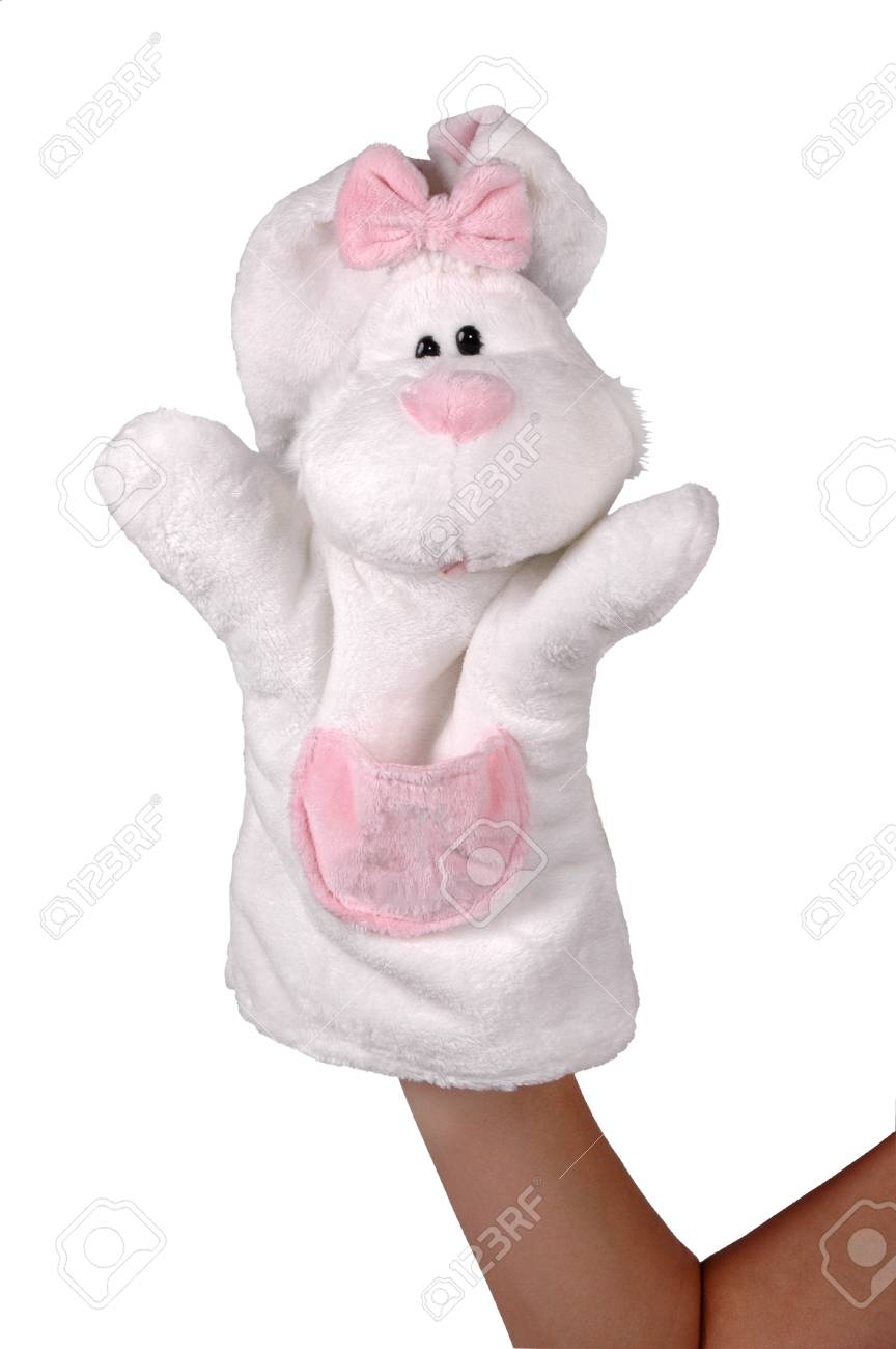 white rabbit puppet