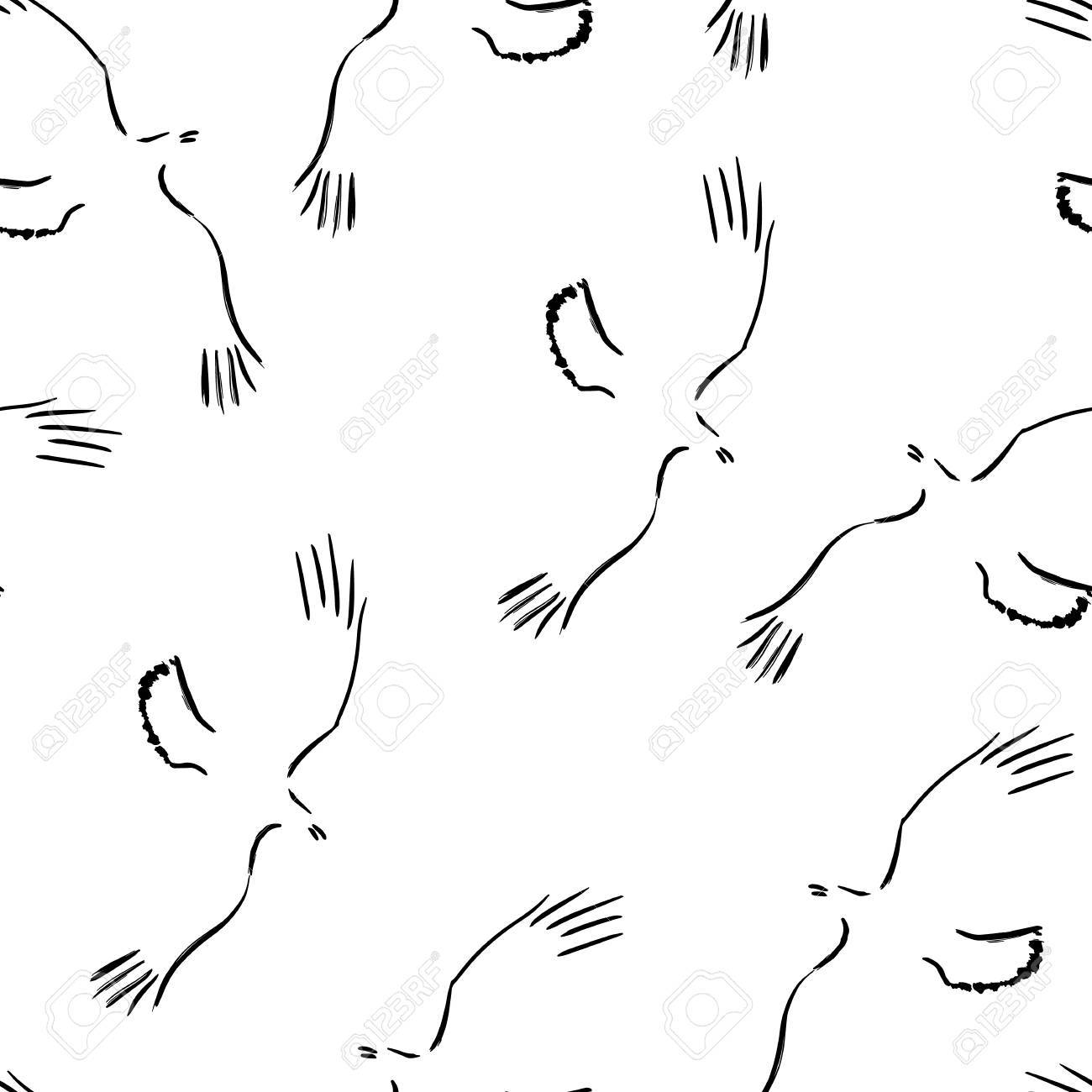 Nahtlose Muster Mit Freihandig Raben Vektor Illustration Krahe Des Fliegens Grunge Tuschemalerei Schwarz Weiss Tapete Lizenzfrei Nutzbare Vektorgrafiken Clip Arts Illustrationen Image 58582286
