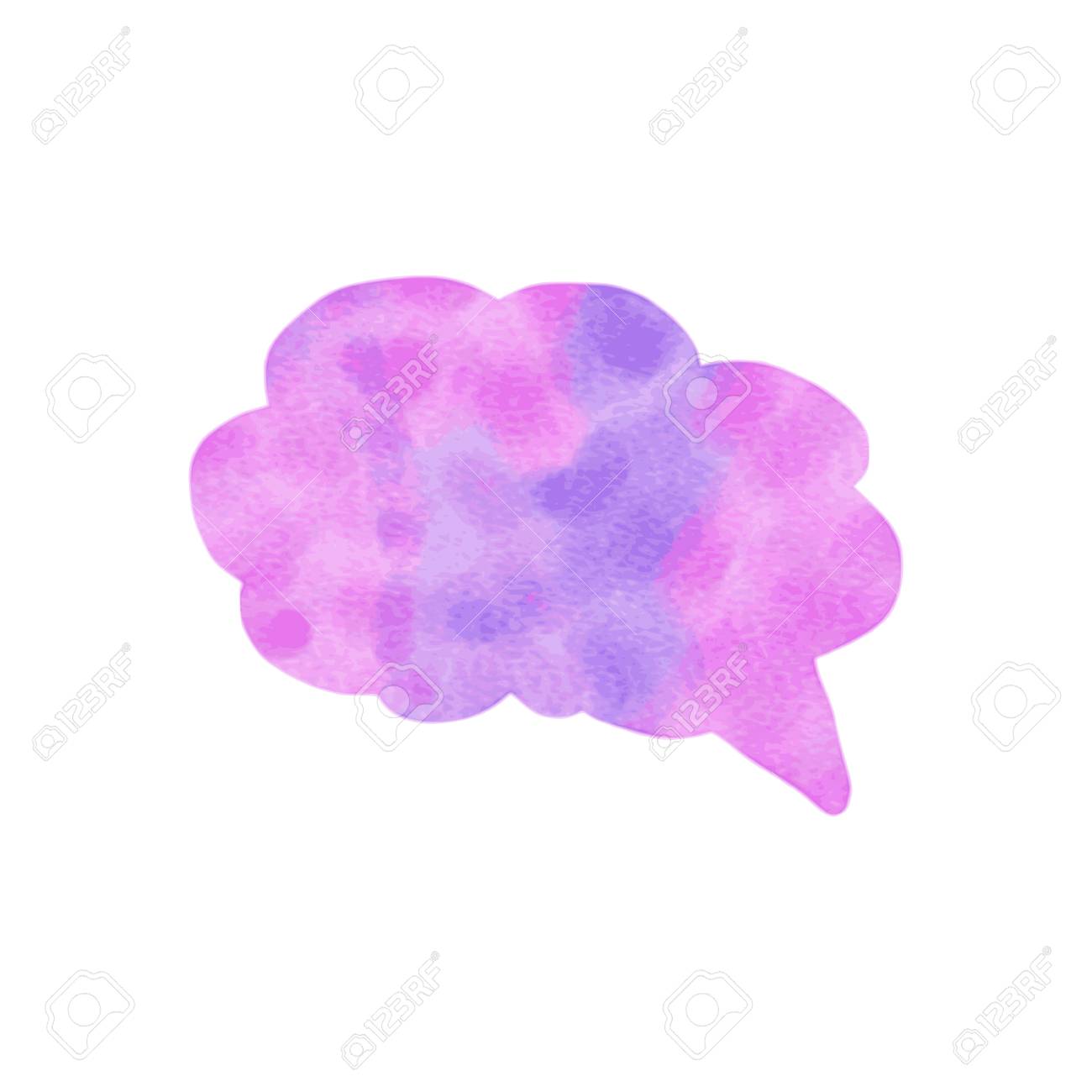 水彩吹き出し 手描きのベクトル図が白で隔離 ライラック ブルー水彩背景 フリーハンドのフレームのイラスト素材 ベクタ Image
