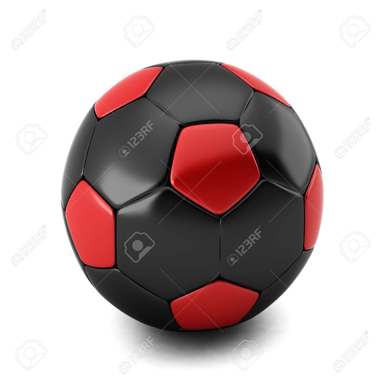 黒と赤のサッカー ボールの 3 D レンダリング の写真素材 画像素材 Image