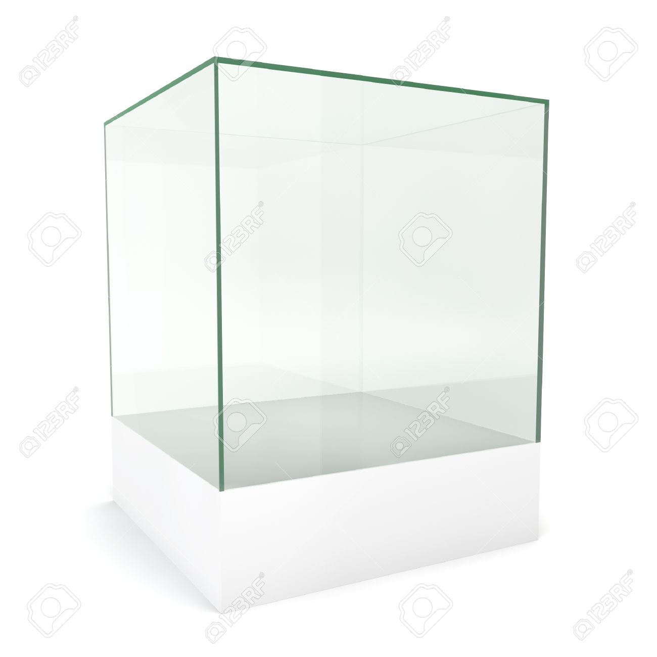 Glaswurfel Auf Podest 3d Darstellung Auf Weissem Hintergrund Lizenzfreie Fotos Bilder Und Stock Fotografie Image