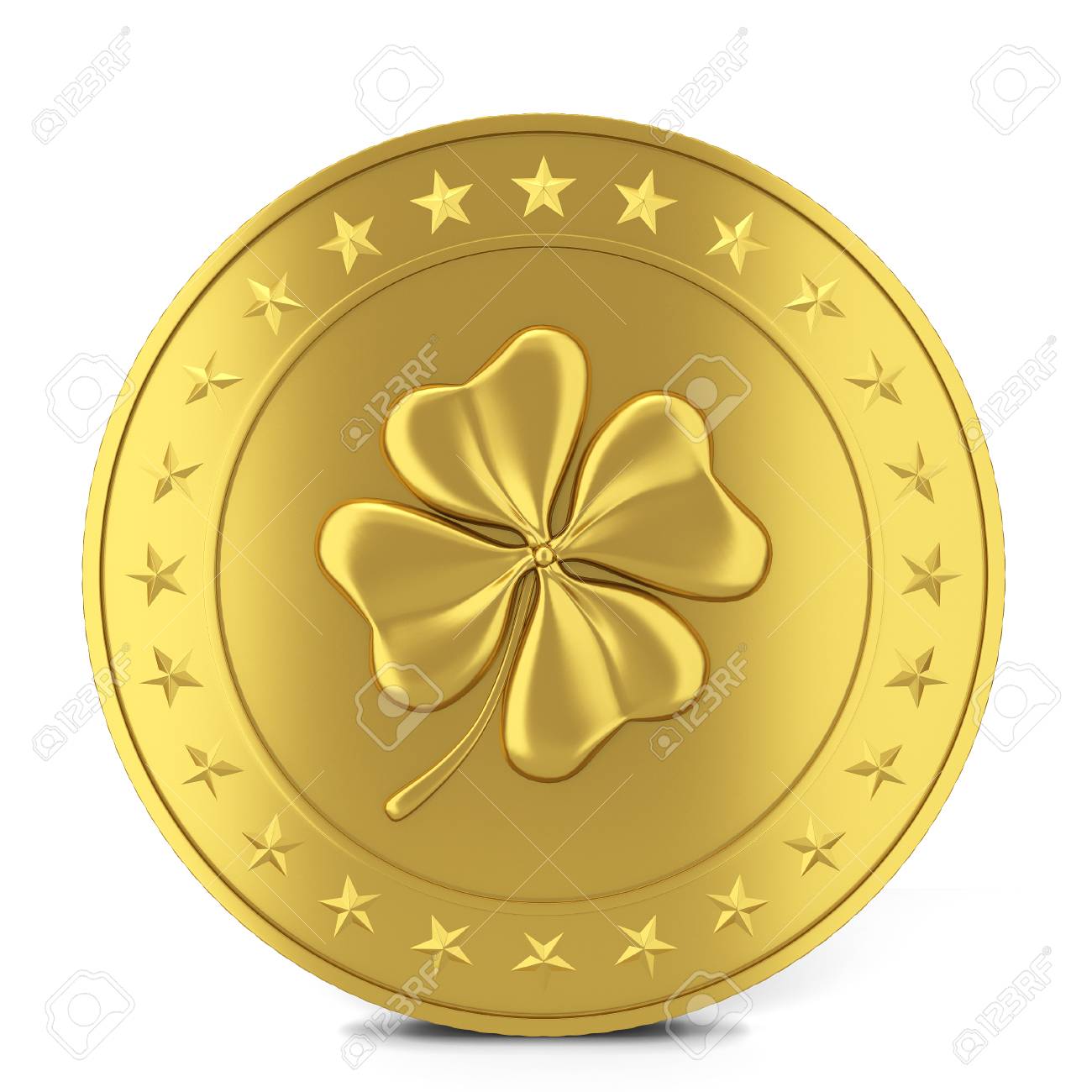 Munt Met Klaver. 3d Illustratie Geïsoleerd Op Witte Achtergrond  Royalty-Vrije Foto, Plaatjes, Beelden en Stock Fotografie. Image 36436773