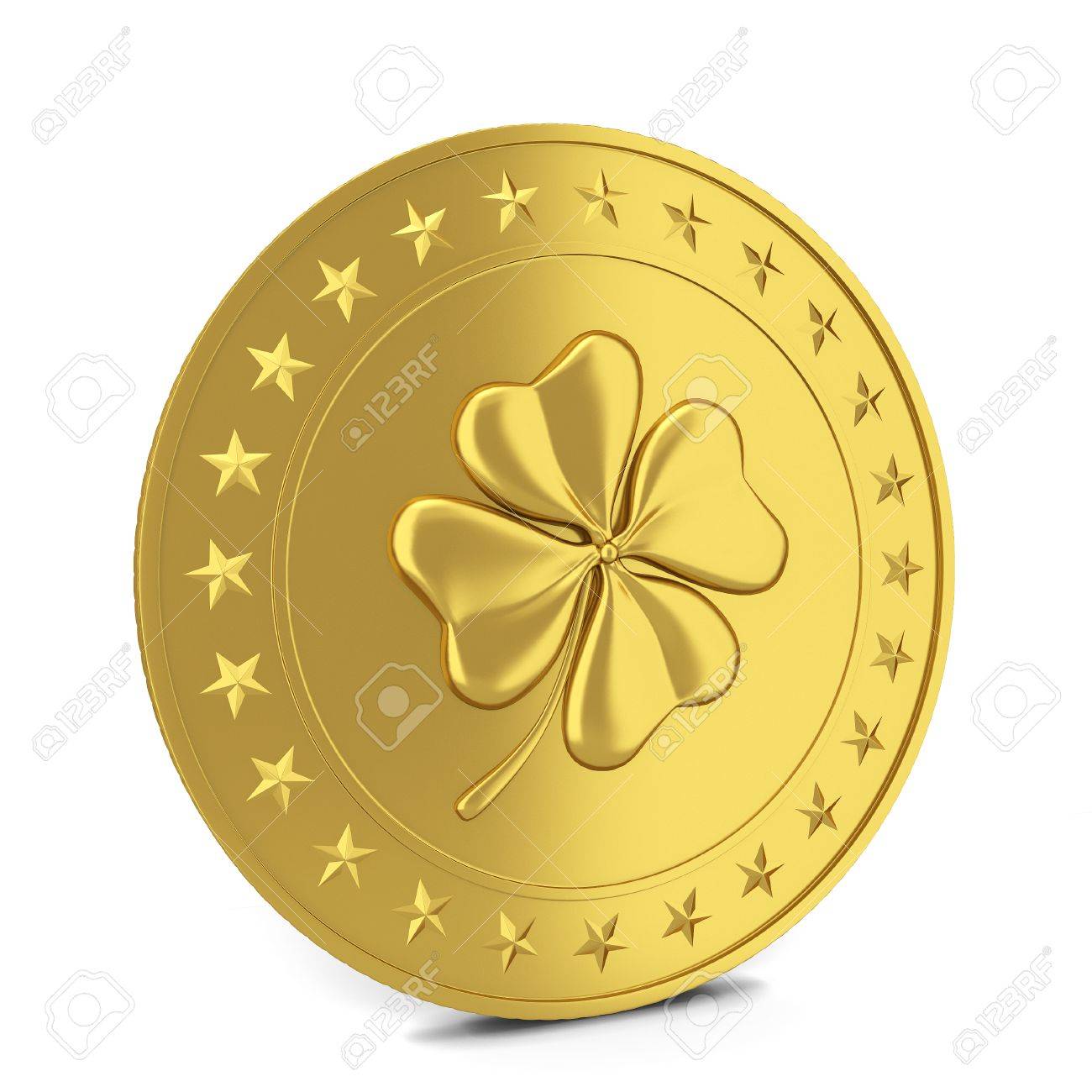 클로버와 동전. 흰색 배경에 고립 된 3d 그림 로열티 무료 사진, 그림, 이미지 그리고 스톡포토그래피. Image 36436777