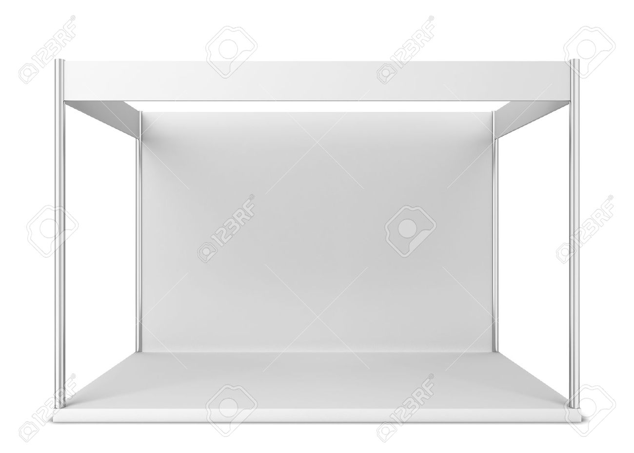 トレード ショーのブース。白い背景で隔離の 3 D 図 の写真素材・画像