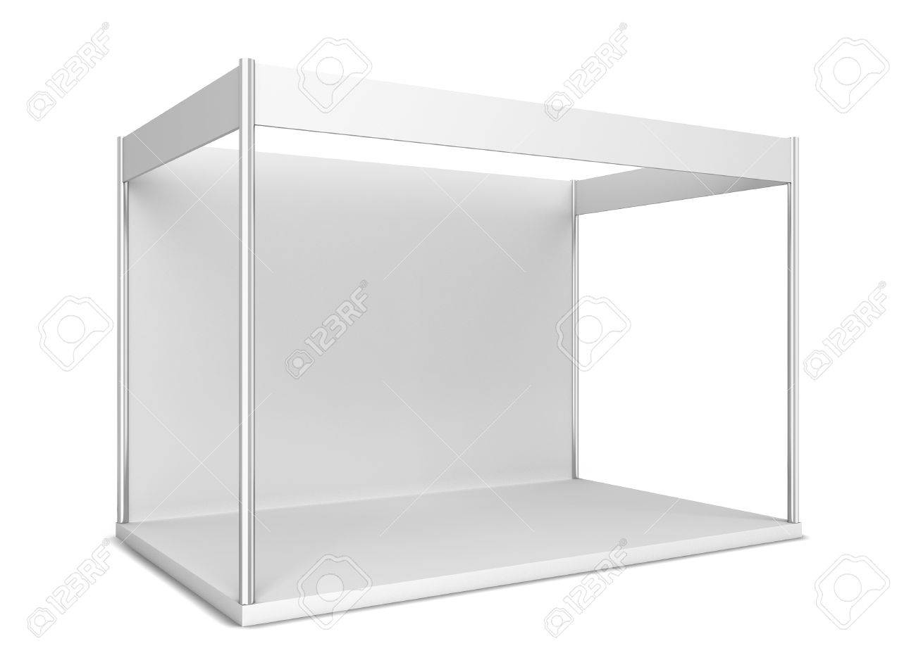 トレード ショーのブース。白い背景上に分離されて 3 D イラスト の
