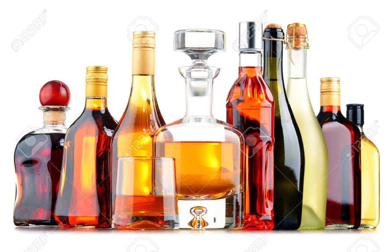 Composition with bottles of assorted alcoholic beverages. - 52450499 Composition with bottles of assorted alcoholic beverages. - 52450499