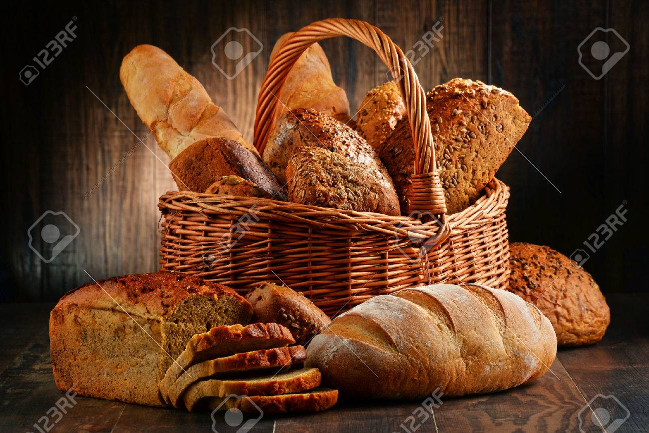 Composition with variety of baking products on wooden table - 54345222 Composition with variety of baking products on wooden table - 54345222