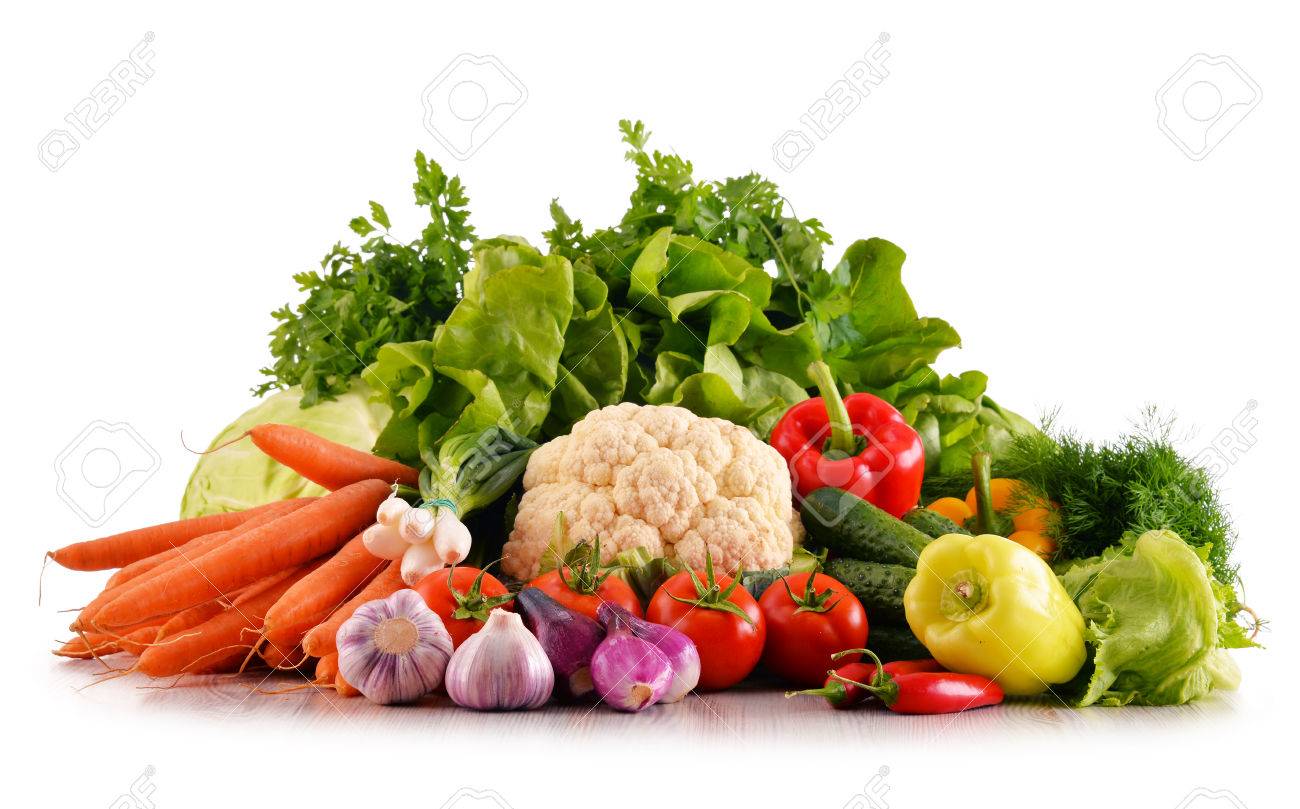 Composition with variety of fresh organic vegetables isolated on white - 60619308 Composition with variety of fresh organic vegetables isolated on white - 60619308