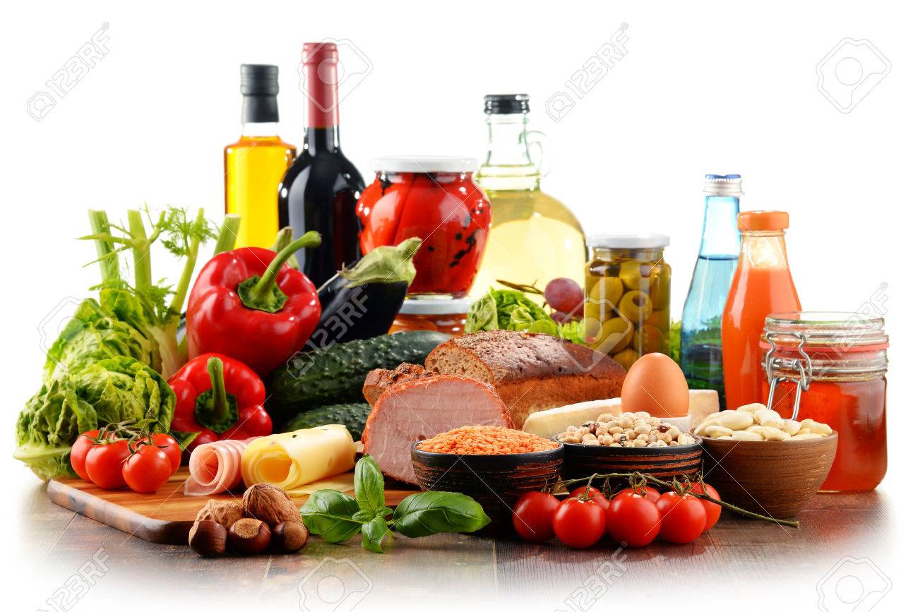 Composition with variety of organic food products isolated on white - 61847353 Composition with variety of organic food products isolated on white - 61847353