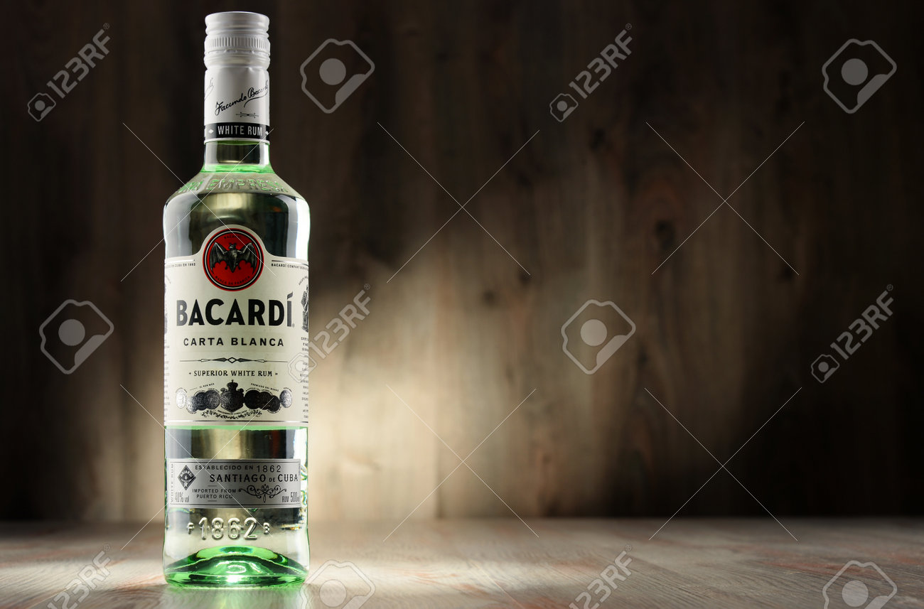 POZNAN, POLAND - DEC 8, 2016: Bacardi white rum is a product of Bacardi Limited, the largest privately held, family-owned spirits company in the world, headquartered in Hamilton, Bermuda. - 69047483 POZNAN, POLAND - DEC 8, 2016: Bacardi white rum is a product of Bacardi Limited, the largest privately held, family-owned spirits company in the world, headquartered in Hamilton, Bermuda. - 69047483