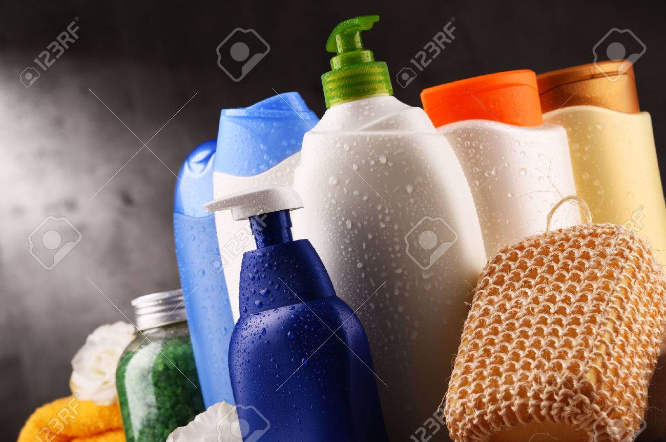 Plastic bottles of body care and beauty products. - 84490130 Plastic bottles of body care and beauty products. - 84490130