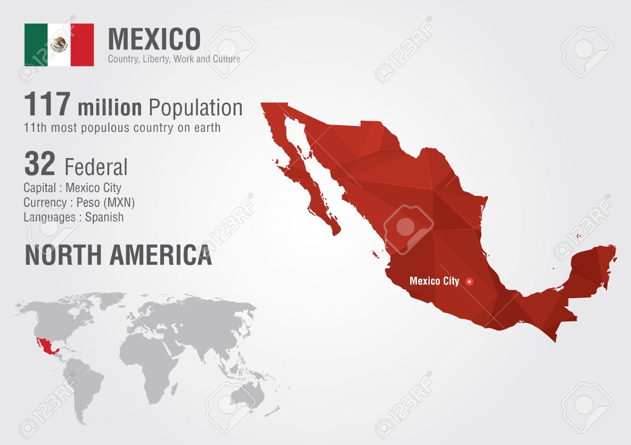 mexico world map with a pixel diamond texture world geography stock vector 30202161