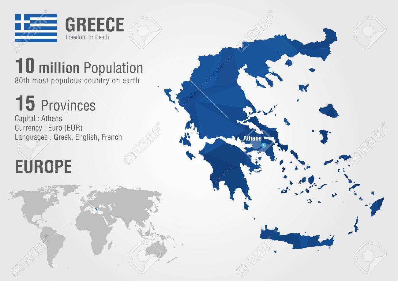 greece world map with a pixel diamond texture world geography stock vector 30510395